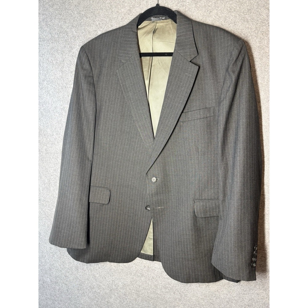 Tailor's Choice Mens 44R Gray Pinstripe Blazer USA Worsted Wool Blend Vintage